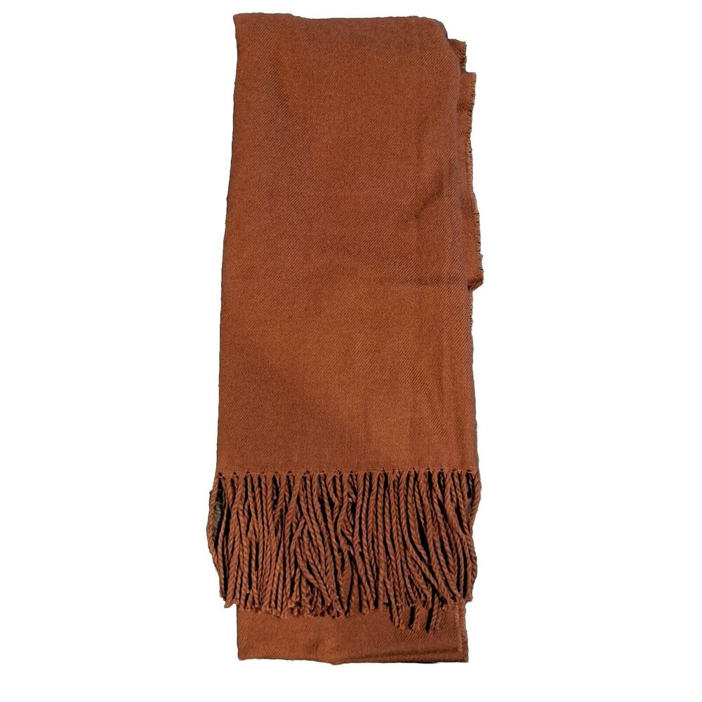 Madewell 100% Recycled Polyester Fringe Scarf Wrap Brown Tan 73"×27" Style NH397